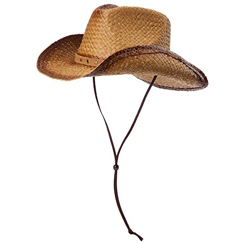 Preisvergleich Produktbild Comhats Unisex Cowboy Hüte Strohhut Formbare Krempe mit Kinnriemen kaffeebraun