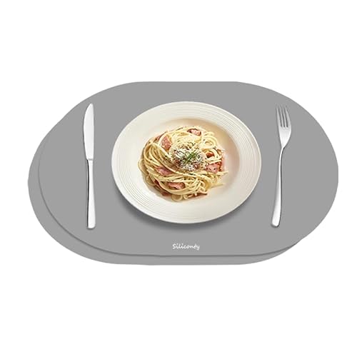 Silicone Placemats, Oval Placemats Set of 4. Heat-Resistant and Easy