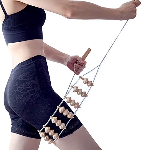 Hovom Wood Back Massage Roller Rope Tool,Lymphatic Drainage,Wood Therapy Massage Tools,Maderoterapia Colombiana,Portable Handheld Rolling, Massage Strap For Back, Neck, Shoulders, Legs (Bumpy) #TOP1