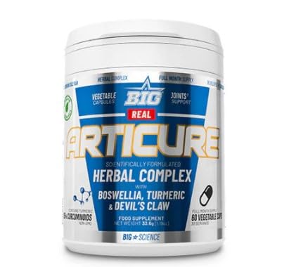 BIG - Real Articure - Capsulas de Curcuma, Harpagofito y Boswellia | Antiinflamatorio Natural Para Dolores Articulares | | 60 cápsulas Veganas