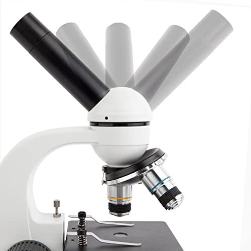 Image of AmScope M158C-E1 Digital Cordless Compound Monocular Microscope, WF10x and WF25x Eyepieces, 40x-1000x Magnification, LED Illumination with Rheostat, Brightfield, Single-Lens Condenser, Coaxial Coarse and Fine Focus, Plain Stage, 110V or Battery-Powered, Includes 1.3MP Camera and Software
