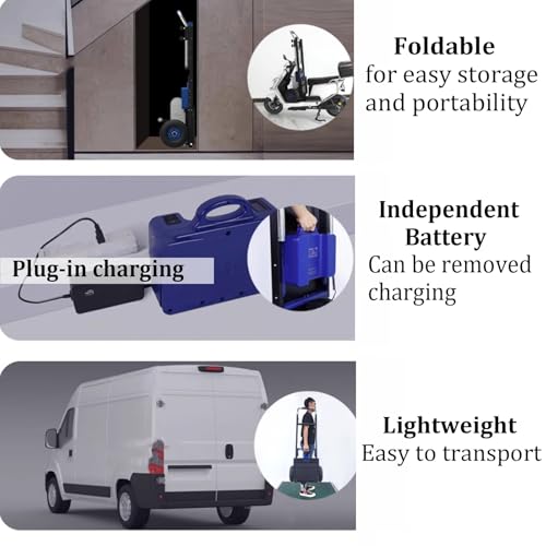 Carretilla eléctrica para escaleras con mango telescópico y ruedas anchas miniatura 4