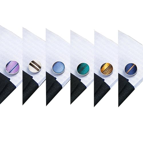 Image of Barry.Wang 6 PCS Men Ties Set Silk Business Fashion Woven Necktie Handkerchief Cufflinks Paisley Stripe Wedding Party