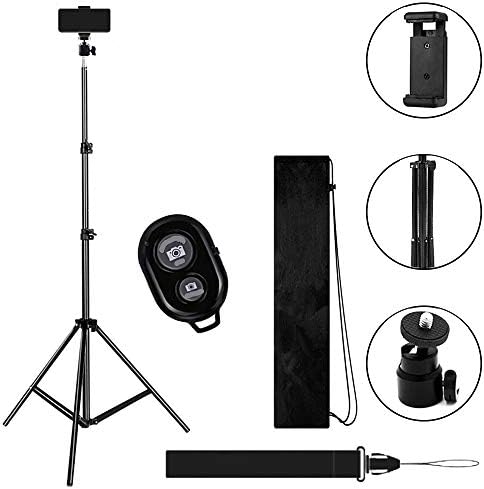 82 Inch Tall Extendable Tripod with Mobile Phone Clip Mount, Ball Head, Carry Bag and Remote, Compatible with Most Cell Phones, DSLRs, Digital Cameras for Selfie and Live Video MeeA