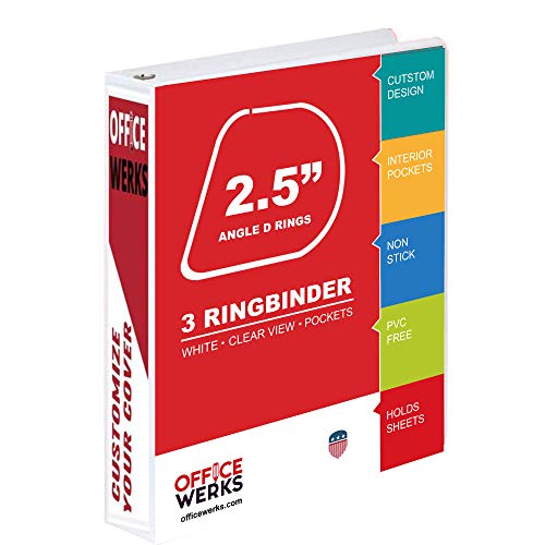 Performore 3 Ring Binder, Professional Angle D Ring Binder 2.5 Inch, Presentation Folder for Standard Pages 8.5 x 11 with Pockets, Crystal Clear View White Binder (4 Pack) 2 41Qav2m86BL