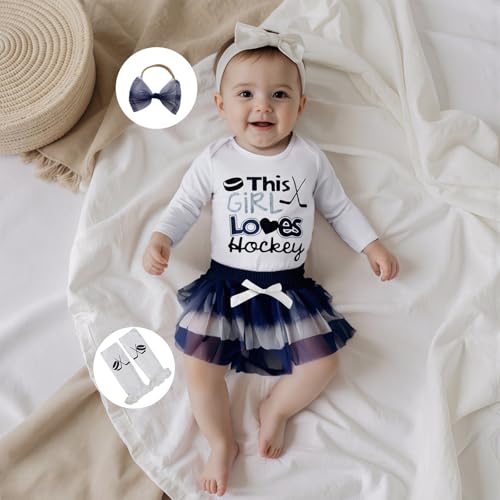 Newborn Baby Girl Ice Hockey Outfit Long Sleeve Bubble Romper Tulle Tutu Skirt Leg Warmers Clothes Set Fall Winter2