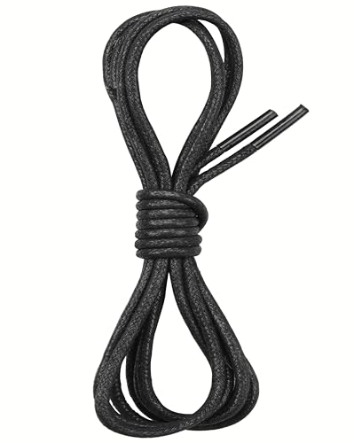 Gendewiner 1 Paar 120 cm Schwarz Lang Schnürsenkel Rund 2.5mm Dünn Lederschnur Gewachst Schuhbänder Für Lederschuhe Rema Anzugschuhe Schnurbert Oxford Salomon Doc martens Schnurbert
