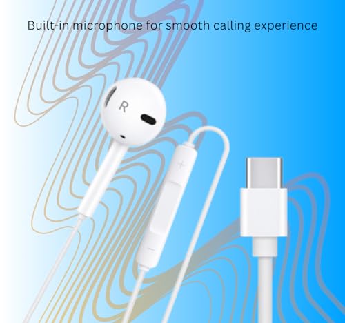 Image of Earphone Compatible for iPhone 15 /15 Pro /16 Pro /17 Pro | Type-C Wired Headphones with Balanced Sound, Smooth Playback & Noise Reduction