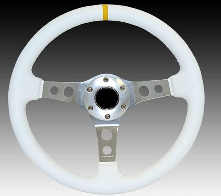 NRG Steering Wheel 2" Deep Dish White Leather / White Stitch 350mm Sport Steering Wheel ST-006WT-Y Free Stanard Shipping