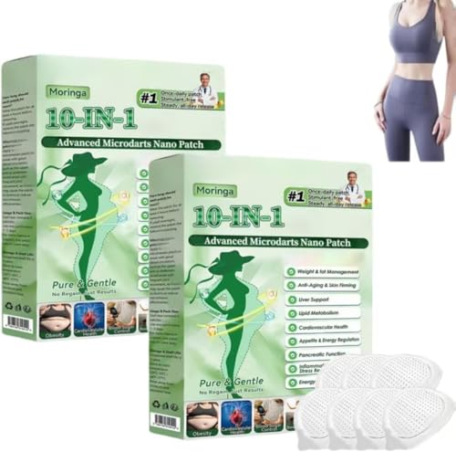 Moringa 10 IN-1 Advanced Nano Microneedle Patch 2026 New WeightLoss Patches Natural Metabalance Patch Microneedle Patches Gentle Soothing for All Body Types (2 Box)