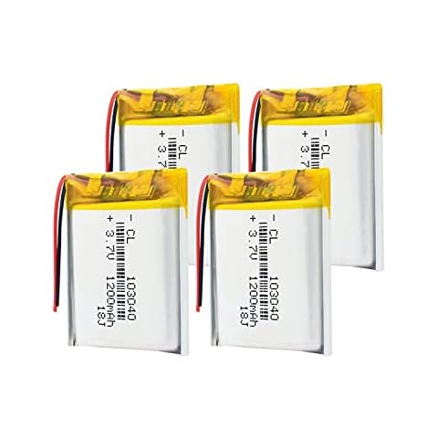 3.7V 103040 1200mah Lithium Battery, Polymer Li Polymer for LED Flashlight Remote Controlle 4pieces Cover