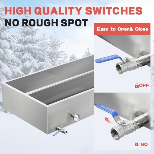 Image of Maple Syrup Evaporator Pan 47Gal 304 Stainless Steel Maple Syrup Evaporator with Valve Thermometer and Divided Design 48 x 24 x 9.4 Inch Feed Pan for Boiling Maple Syrup for Home and Outdoor Use