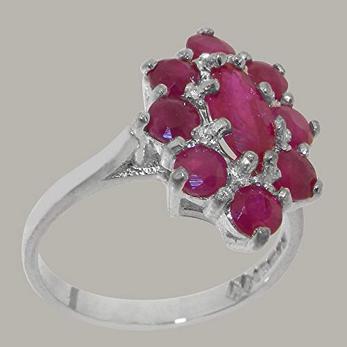 925 Sterling Silver Real Genuine Ruby Womens Statement Ring - Size 8.25 #TOP1