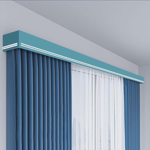 Premium 7ft Aluminum Alloy Dual Track Mount for Curtains, Wall-Mounted Valance Box with Screws, Decorative Curtain Rails & Pelmet Panel for Home Décor