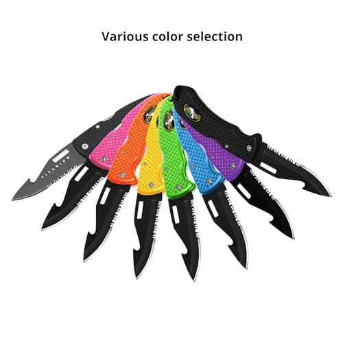 Saekodive Nami Folding Knife - Wrist Lanyard, Saltwater Resistant - Scuba Diving, Spearfishing, Fishing, Hunting, Camping Gear (Pink/S.S.)