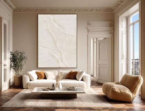 Tableau abstrait blanc vagues modernes décoration grand format - 2