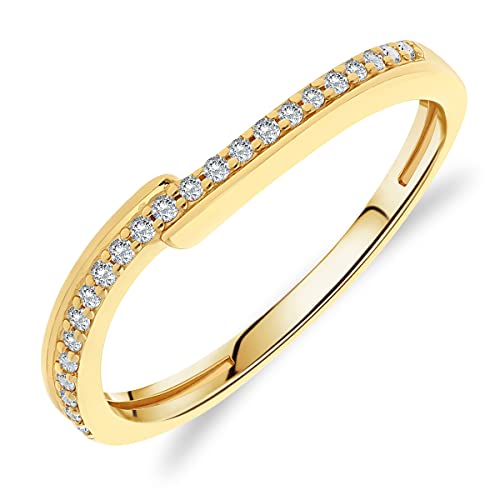 Planetys Bague Alliance pour Femme en Or Jaune 375/1000 sertie 23 Diamants blancs