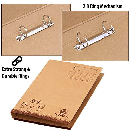 Image of TULMAN D Ring Binder Office File for A4 & Legal Size Documents & Certificate Holder - 38x3x26 CM -Khakhi Pack of 8