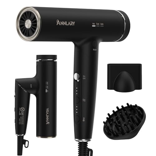 ANNLARY Plasma Ion Hair Dryer with Diffuser for Curly...
