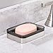 Produktbild iDesign 24236EU Casilla Seifenschale für Badezimmer Waschtisch, Küchenspüle, 11,7 x 8,9 x 2,9 cm, smoke/nickel gebürstet, Glas