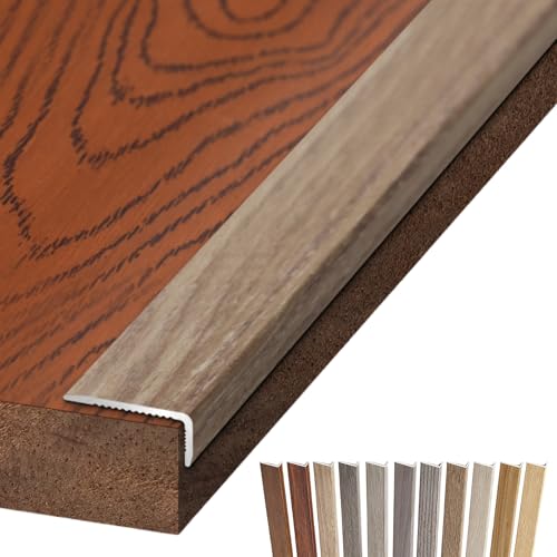 L ���^�g�����A���~�R�[�i�[�v���e�N�^�[���ȔS�����g�����W�V�����X�g���b�v����~�ߎd�グ�v���t�@�C�����Ԃ��B���Ƌ�̃G�b�W(Light brown oak,L90 x W2.8 x H1.2cm)