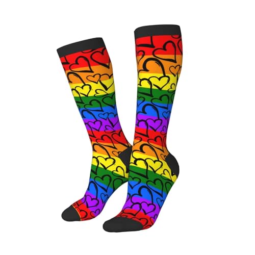 ThAyLa Rainbow Gay Pride Compression Socks For Women Men Long Socks Soft Compression Socks For Running
