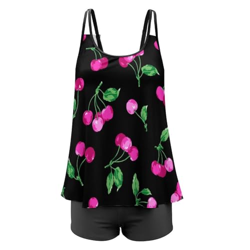 Ensemble maillot de bain tankini cerise chic à coupe ajustée - 4