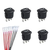 5 Stück Kippschalter 3 Positionen,Wechselschalter 12v,Kippschalter 12v,Runde Wippschalter 230v,3 Position Wasserdicht Rund Schwarz Schalter mit 15cm Gewinde,On-Off-On Switch für Auto Boot Beleuchtet