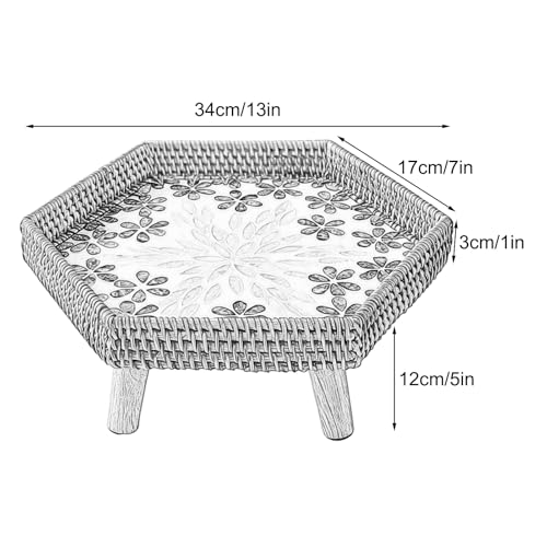 Plateau de service en osier robuste pour optimiser le rangement du salon - 4