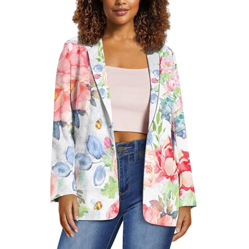 ジャケット・アウター VEGA Flower Work Blazer XXL Shin Fashion Womens Casual Blazers Flower Open Front