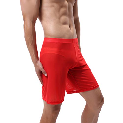 Evankin Men's See Through Shorts Mesh Loose Shorts Lounge Underwear Cover up Boxer Trunks3