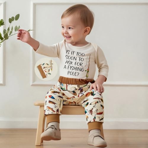 Image of Amnnchya Newborn Baby Boy Clothes Fishing Short Sleeve Romper Shirt Tops Pants Summer Spring Outfits Cute Hat Set