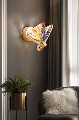 Image of CITRA Led Acrylic Multi Color Butterfly Golden Metal Wall Light - Warm White