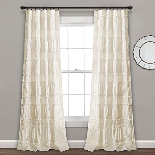 Lush Decor Nova Ruffle Window Curtain Panel Pair, 42"W x 84"L, Pale Yellow/Ivory