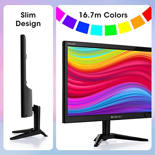 Image of ZEBRONICS Zeb-A20HD 19.5 Inch (49.5 cm) 1600 X 900 LED Monitor, HD, HDMI, VGA, 300 nits, HDMI + VGA dual input, Wall mount, 60hz, Slim and Glossy Design, Black