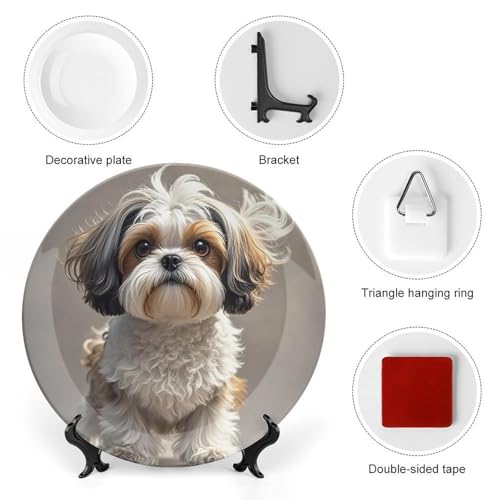 Plato decorativo de porcelana hueso de perro Shih Tzu 7 pulg miniatura 3