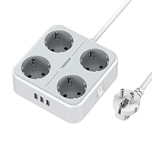 TESSAN Stekkerdoos, Meervoudige Stekkeradapter met 4 Stopcontacten en 3 USB, 7 in 1 Tafelstopcontact, Stekker met…