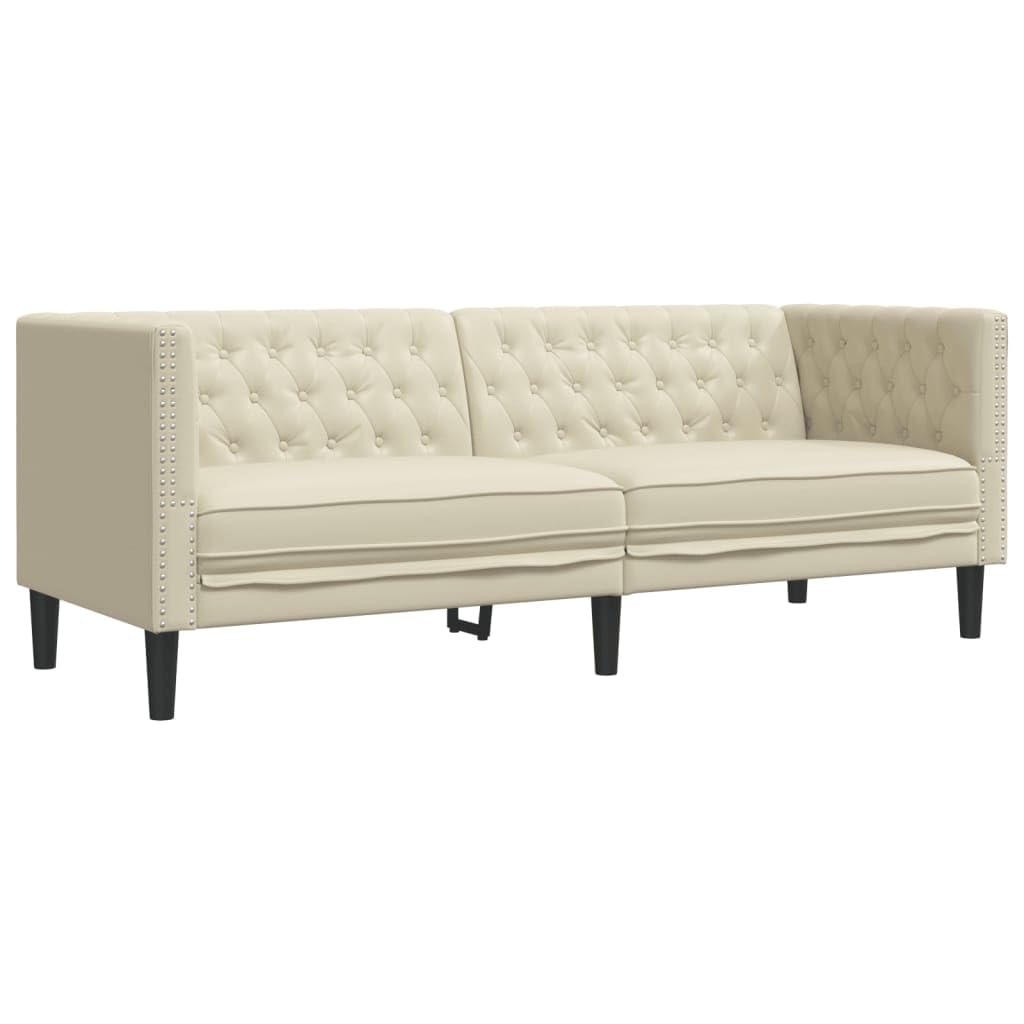 Générique Ensemble de canapé Chesterfield 3 pcs crème Similicuir,Meubles, Canapés,3209268