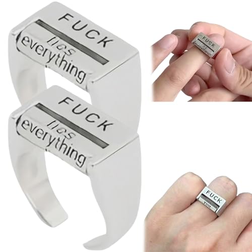 CNAFGBGG 2pcs Fuck You Ring 0,7 '' Alliage DE CONTRÔLE D'HUME ROTATIONNE Fuck Off Ring AXIGE AXIGE REGLAGE Buck IT Ring Ring CRÉATIVE pour Les LA Les AMANDES Accessoires.