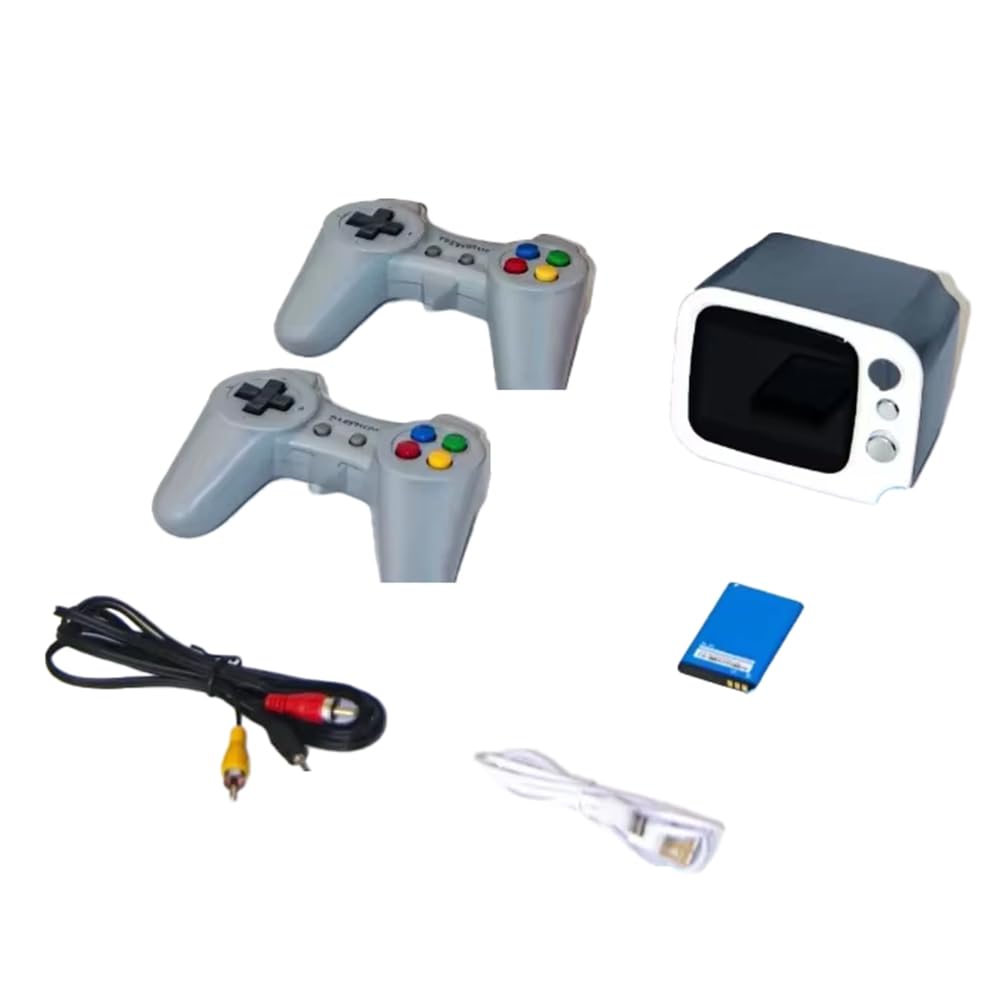 Uxsjakjsd H7 Portable Retro Gaming Console, Mini TV Format, 3.5-Inch HD Screen, Includes 740 Games and Dual Controllers - Gray