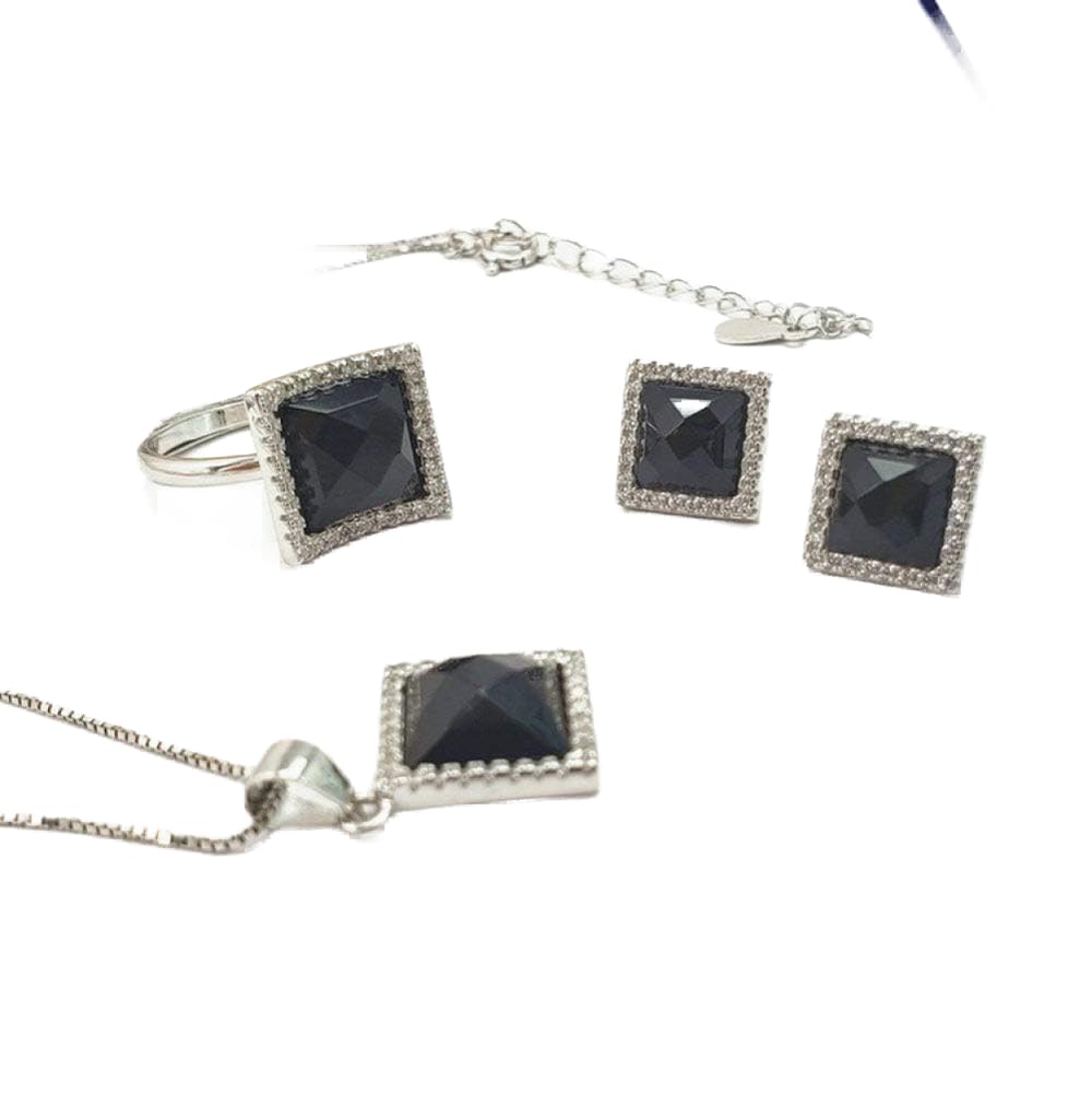 Boucles d'oreilles et collier argent S925 anti-allergie agate - 3