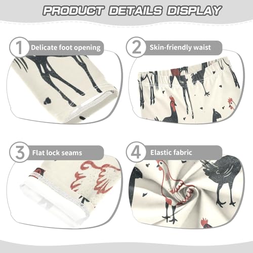 Toddler Girls Leggings Printed Yoga Pants Leggings Black Red Chicken for Kids3