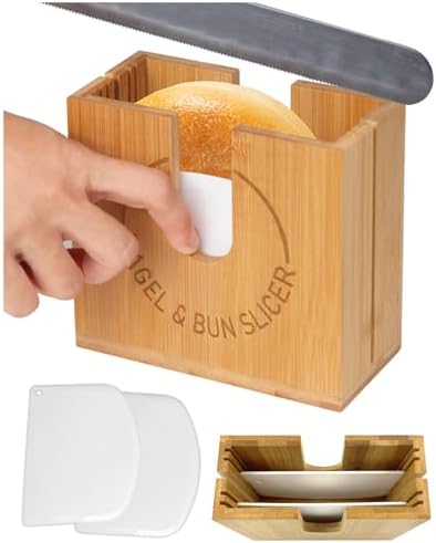 Adjustable Bagel Slicer Holder, Bagel Cutter for Small and Large Bagels with Non-slip Pad, Bread Slicer for Bagels, Buns, English Muffins