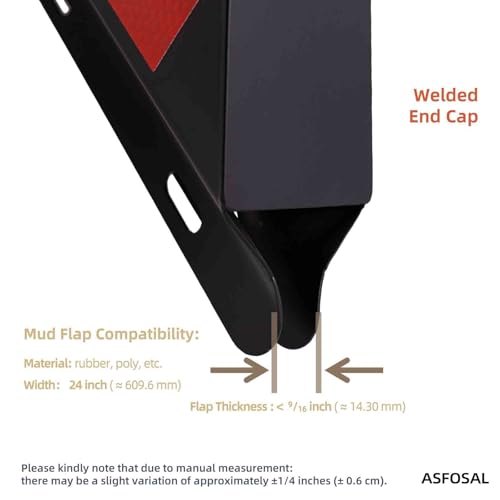 Image of Mud Flap Hangers for Semis, Black, 30.25 inch Length, Bracket Mounting Bolt Pattern: 1-1 /8 inch, 8 mm Spring Loaded, 2 inch+ Widen Surface, 1 pr complete pack, (BLK W /Conspicuity, 1-1 /8 inch Bolt Spacing)