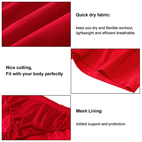 Ltifone Mens Swim Trunks,Quick Dry Swim Shorts With Mesh Lining,Drawstring Elastic Waist And Pockets Beach Shorts For Men Red #TOP3
