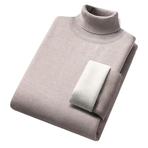 Men Autumn Winter Turtleneck Sweater Solid Color Fleece Warm Slim Knitted Pullovers