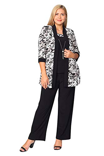R&M Richards Mother of The Bride Floral Pant Set Black/Taupe