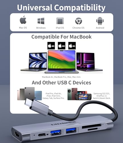 Ultrbeka Usb C Hub, 7In1 Usbc Hub, 4K Hdmi Multiport Adapter thumb #3