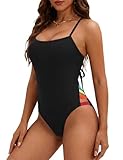 BMJL One Piece Swimsuit for Women Sexy Strappy Backless Bathing Suit Cutout Scoop Neck Sporty Swim Suit 2026(Black,M)