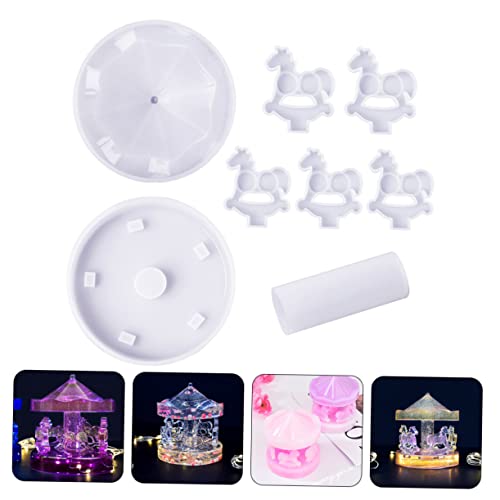 BETOOKY 1 Conjunto De Molde De Carrossel De Resina De Cristal De Silicone Para DIY Carrossel Moldes